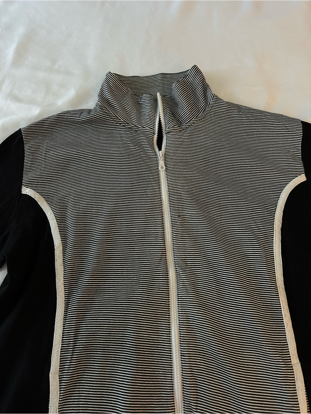 Striped Black and White Zip-Front Jacket Bobbie Brooks